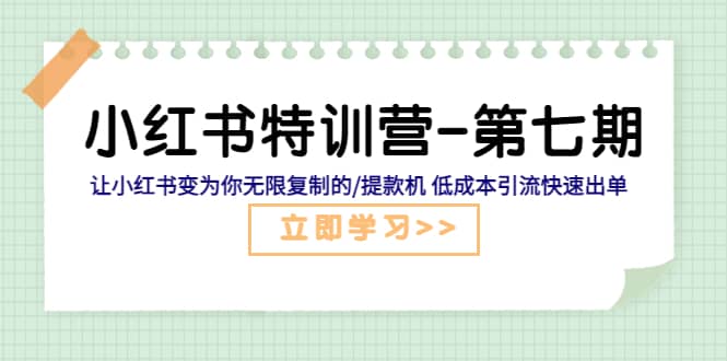 小红书特训营-第七期 让小红书变为你无限复制的/提款机 低成本引流快速出单|琦哥资源
