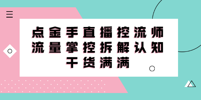 直播控流师线上课，流量掌控拆解认知，干货满满|琦哥资源