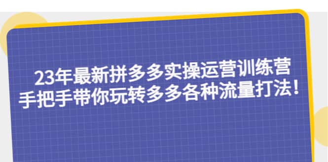 23年最新拼多多实操运营训练营：手把手带你玩转多多各种流量打法！|琦哥资源