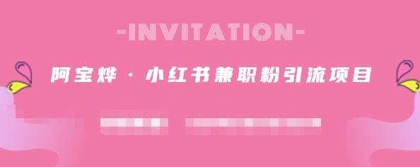 阿宝烨·小红书兼职粉引流项目，流量大，引流效果好【视频课程】|琦哥资源