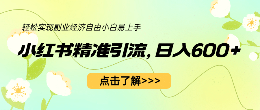 小红书精准引流，小白日入600+，轻松实现副业经济自由（教程+1153G资源）|琦哥资源