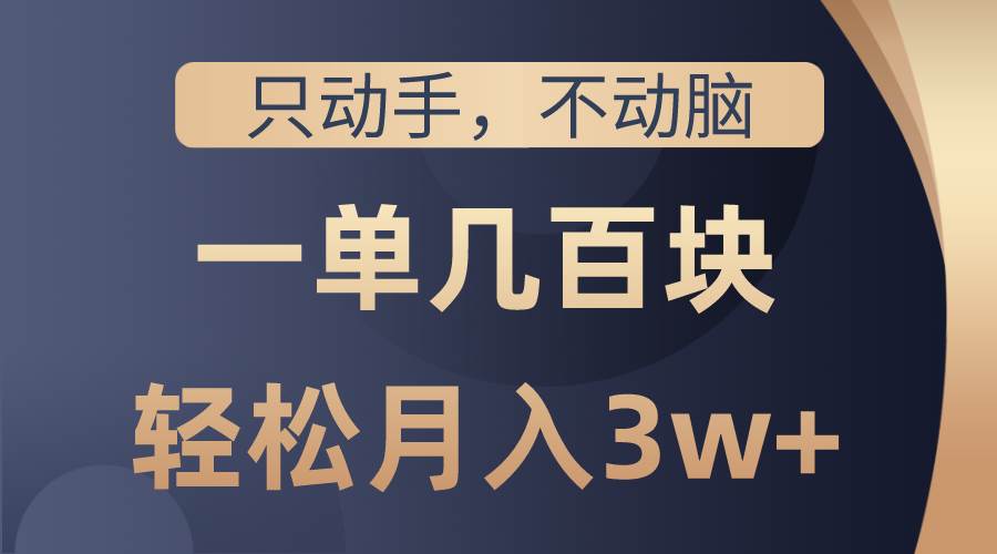 只动手不动脑，一单几百块，轻松月入3w+，看完就能直接操作，详细教程|琦哥资源