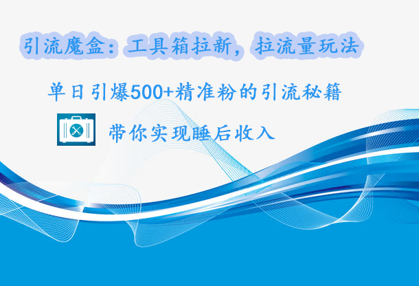 引流魔盒：工具箱拉新，拉流量玩法，单日引爆500+精准粉的引流秘籍，带你实现睡后收入|琦哥资源
