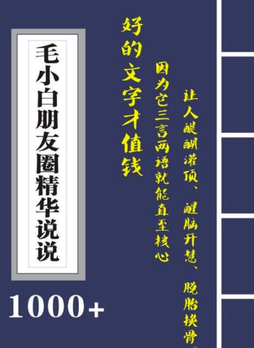 毛小白内容合集《朋友圈说说精华1000+》好的文字才值钱（第1部+2部）|琦哥资源