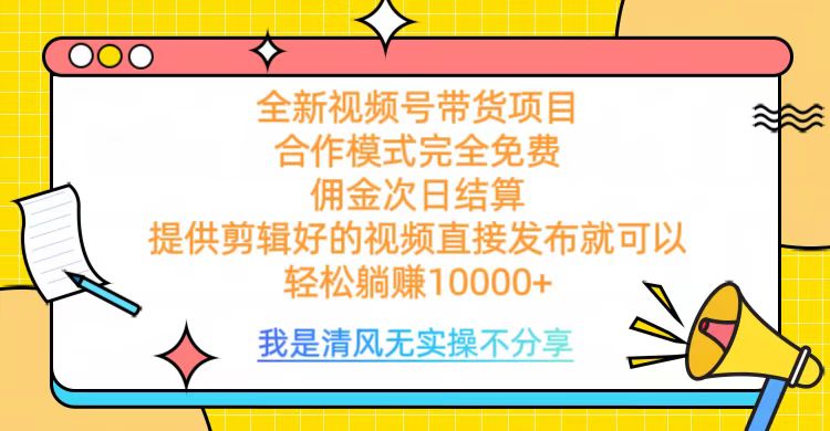 全网最新视频号带货，完全免费合作，佣金次日结算，轻松躺赚10000+|琦哥资源