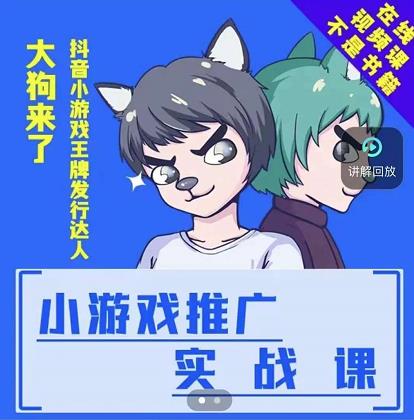 大狗来了：小游戏推广实战课，带你搭建一个游戏推广变现账号|琦哥资源