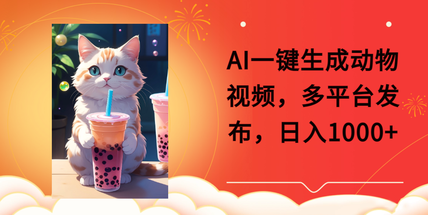 AI一键生成动物搞笑视频，多平台发布，轻松破千万播放，日入2000+|琦哥资源