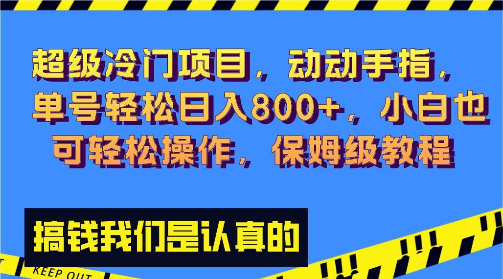 超级冷门项目,动动手指，单号轻松日入800+，小白也可轻松操作，保姆级教程|琦哥资源
