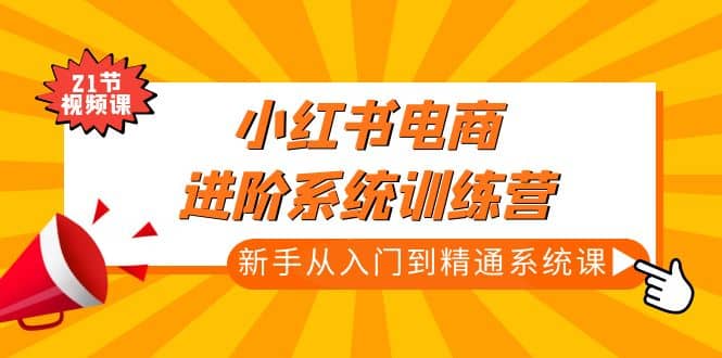 小红书电商进阶系统训练营：新手从入门到精通系统课（21节视频课）|琦哥资源