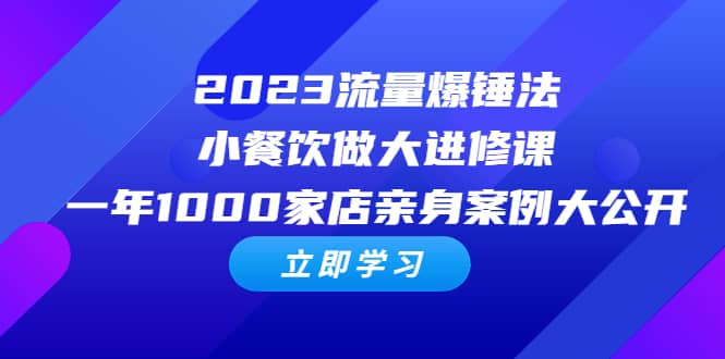 2023流量 爆锤法，小餐饮做大进修课，一年1000家店亲身案例大公开|琦哥资源