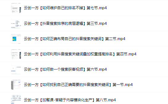 云创一方2022抖音SEO系列课程，教你如何快速上抖音搜索排名第一|琦哥资源