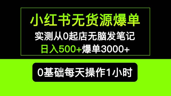 小红书无货源爆单 实测从0起店无脑发笔记爆单3000+长期项目可多店|琦哥资源