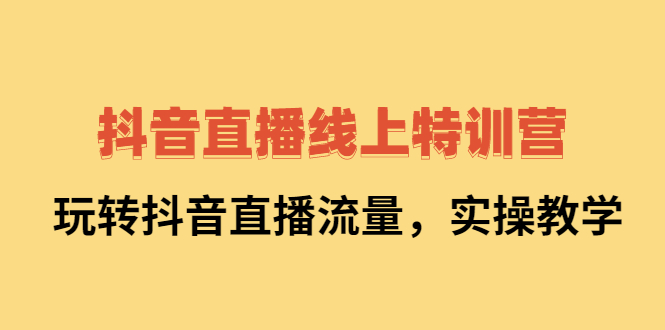 抖音直播线上特训营：玩转抖音直播流量，实操教学|琦哥资源
