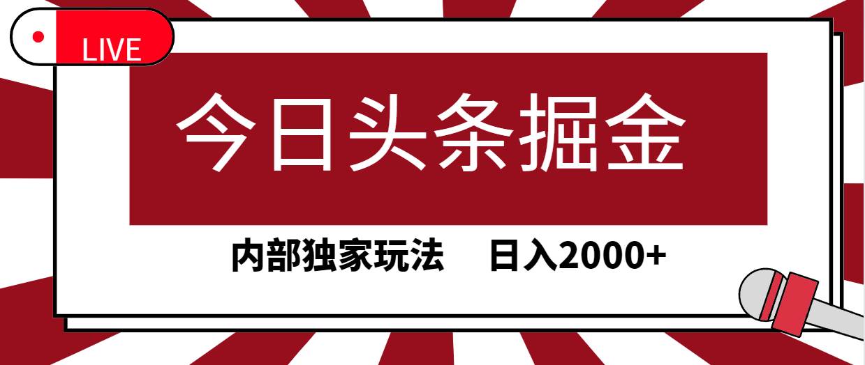 今日头条掘金，30秒一篇文章，内部独家玩法，日入2000+|琦哥资源