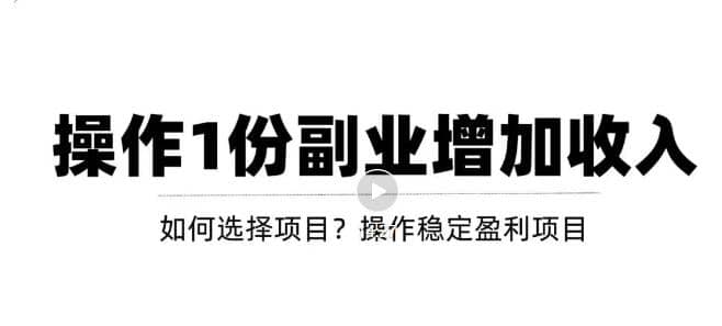 新手如何通过操作副业增加收入，从项目选择到玩法分享！【视频教程】|琦哥资源