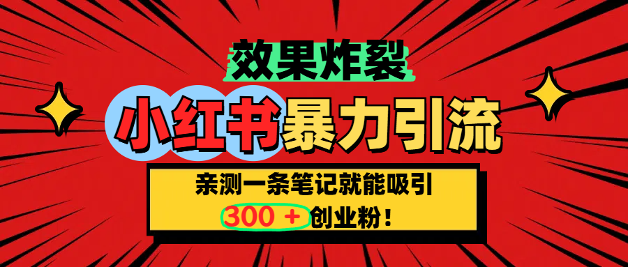 小红书炸裂玩法，亲测一条笔记就能吸引300+精准创业粉！|琦哥资源