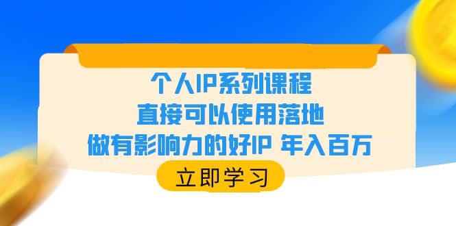 个人IP系列课程，直接可以使用落地，做有影响力的好IP 年入百万|琦哥资源