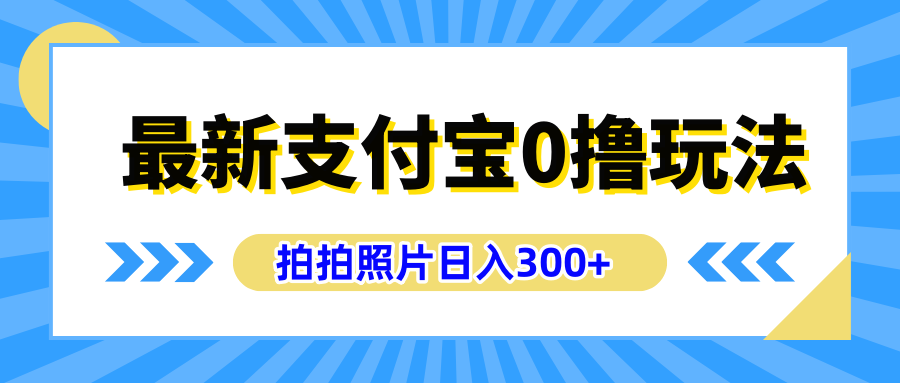 最新支付宝0撸玩法，拍照轻松赚收益，日入300+有手机就能做|琦哥资源