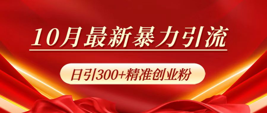 10月最新暴力引流，日引300+精准创业粉|琦哥资源