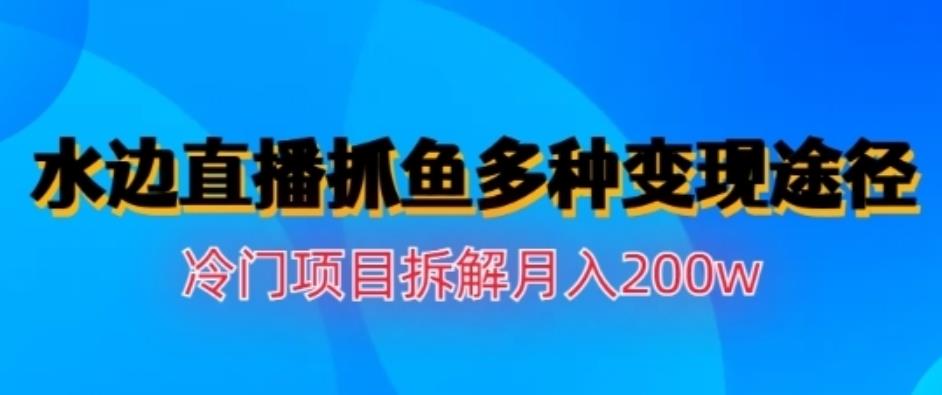 水边直播抓鱼，多种变现途径冷门项目，月入200w拆解【揭秘】|琦哥资源