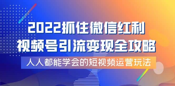 2022抓住微信红利，视频号引流变现全攻略，人人都能学会的短视频运营玩法|琦哥资源