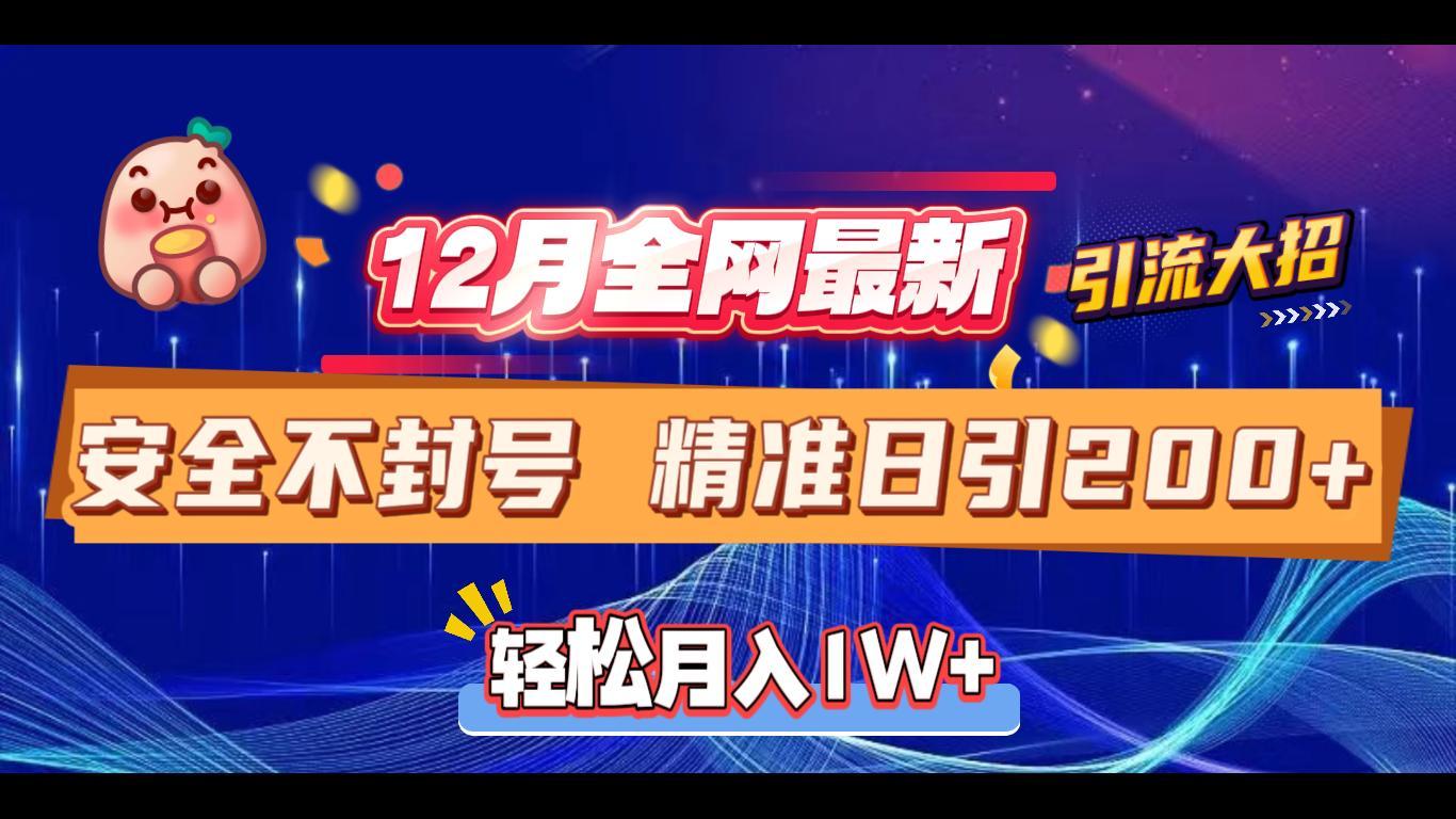 12月全网最新引流大招 安全不封号 日引精准粉200+|琦哥资源