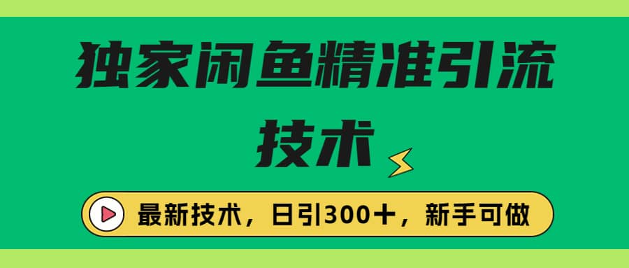 独家闲鱼引流技术，日引300＋实战玩法|琦哥资源