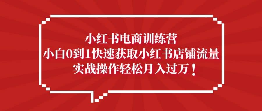 小红书电商训练营，小白0到1快速获取小红书店铺流量|琦哥资源