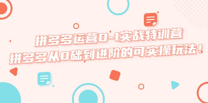 拼多多运营0-1实战特训营，拼多多从0础到进阶的可实操玩法|琦哥资源