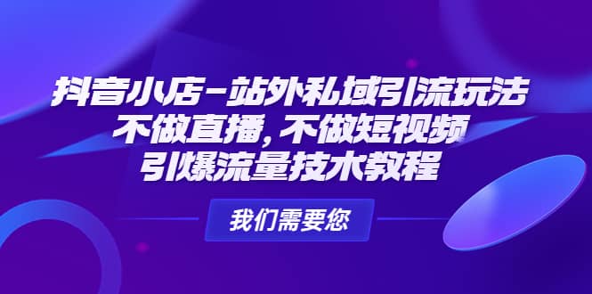抖音小店-站外私域引流玩法：不做直播，不做短视频，引爆流量技术教程|琦哥资源