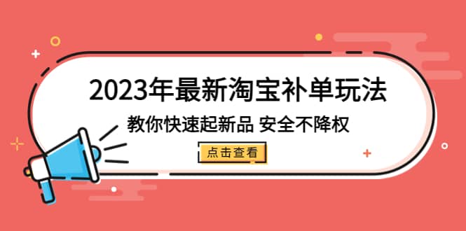 2023年最新淘宝补单玩法，教你快速起·新品，安全·不降权（18课时）|琦哥资源