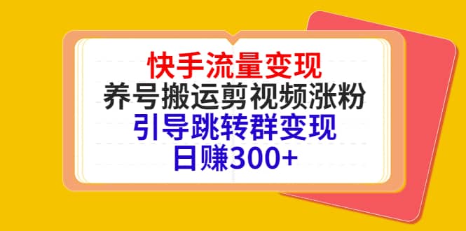 快手流量变现，养号搬运剪视频涨粉，引导跳转群变现日赚300+|琦哥资源