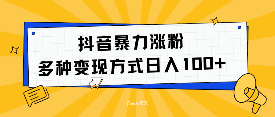 抖音暴力涨粉：多方式变现 日入100+|琦哥资源