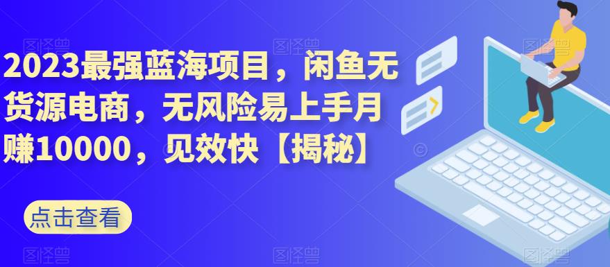 2023最强蓝海项目，闲鱼无货源电商，无风险易上手月赚10000，见效快【揭秘】|琦哥资源