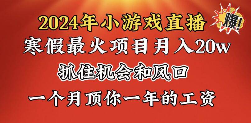 2024年寒假爆火项目，小游戏直播月入20w+，学会了之后你将翻身|琦哥资源