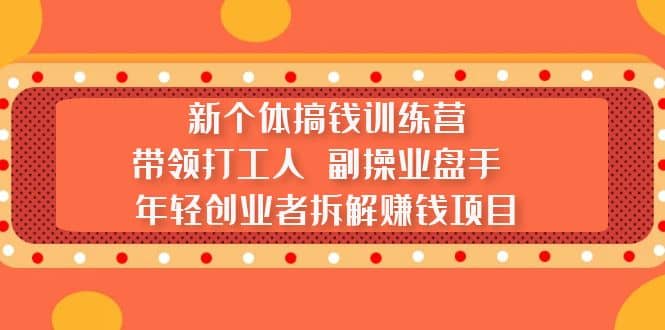新个体搞钱训练营：带领打工人 副操业盘手 年轻创业者拆解赚钱项目|琦哥资源