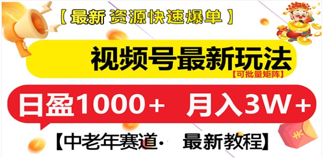 视频号独家玩法，老年养生赛道，无脑搬运爆款视频，日入1000+|琦哥资源