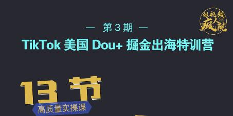 TikTok美国Dou+掘金出海特训营，美国dou+成功投放95%|琦哥资源