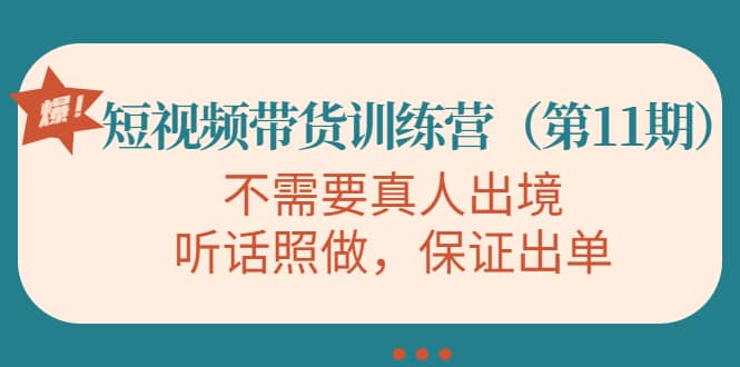 短视频带货训练营（第11期），不需要真人出境，听话照做，保证出单|琦哥资源