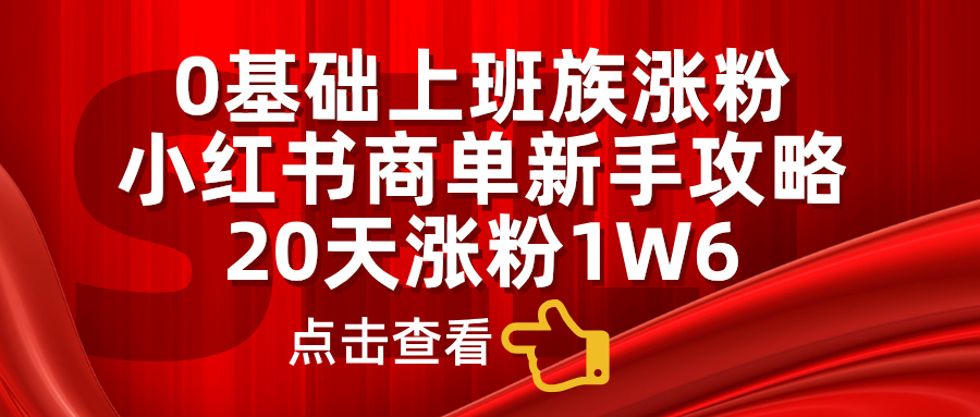 0基础上班族涨粉，小红书商单新手攻略，20天涨粉1.6w|琦哥资源
