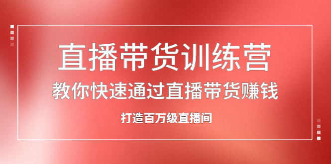 直播带货训练营，教你快速通过直播带货赚钱，打造百万级直播间|琦哥资源