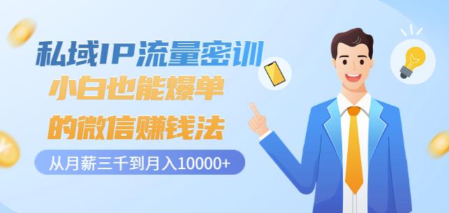 私域IP流量密训：小白也能爆单的微信赚钱法，从月薪三千到月入10000+|琦哥资源