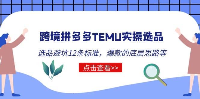 跨境拼多多TEMU实操选品运营方法，选品避坑12条标准，爆款的底层思路等|琦哥资源