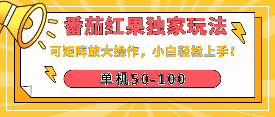 番茄红果独家玩法，单机50-100，可矩阵放大操作，小白轻松上手！|琦哥资源