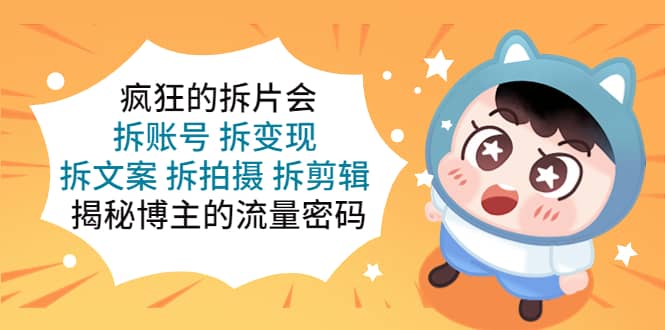 疯狂的拆片会：拆账号 拆变现 拆文案 拆拍摄 拆剪辑 揭秘博主的流量密码|琦哥资源