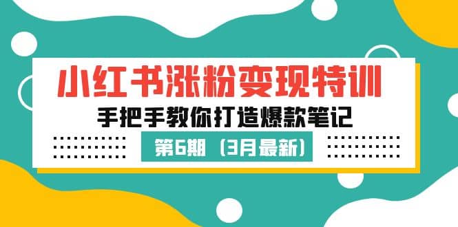 小红书涨粉变现特训·第6期，手把手教你打造爆款笔记（3月新课）|琦哥资源