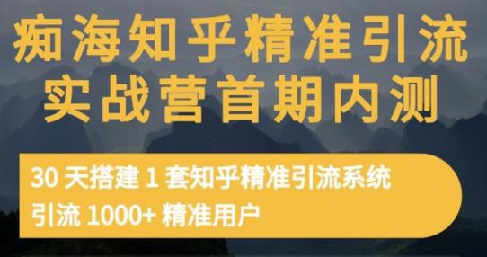 痴海知乎精准引流实战营1-2期，30天搭建1套知乎精准引流系统，引流1000+精准用户|琦哥资源