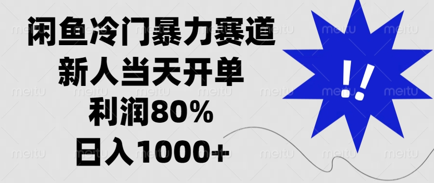 闲鱼冷门暴力赛道，利润80%，日入1000+新人当天开单，|琦哥资源