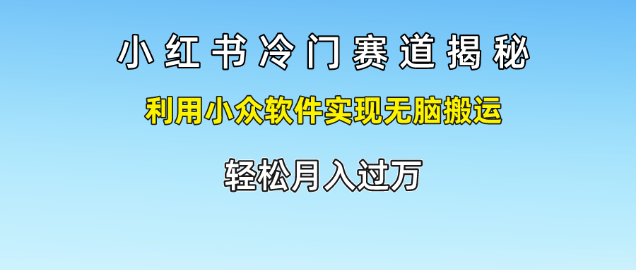 小红书冷门赛道揭秘,轻松月入过万，利用小众软件实现无脑搬运，|琦哥资源