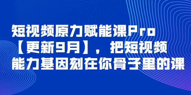 短视频原力赋能课Pro【更新9月】，把短视频能力基因刻在你骨子里的课|琦哥资源